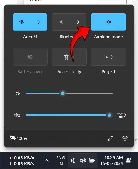 Airplane Mode Taskbar Windows 11