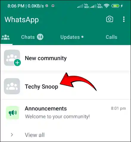 Choose WhatsApp Community to Delete