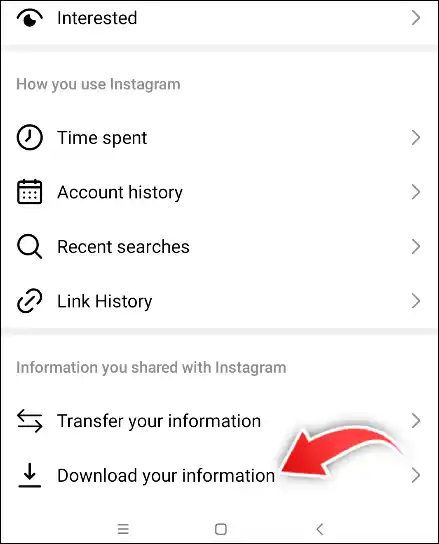 Instagram Download Your Information