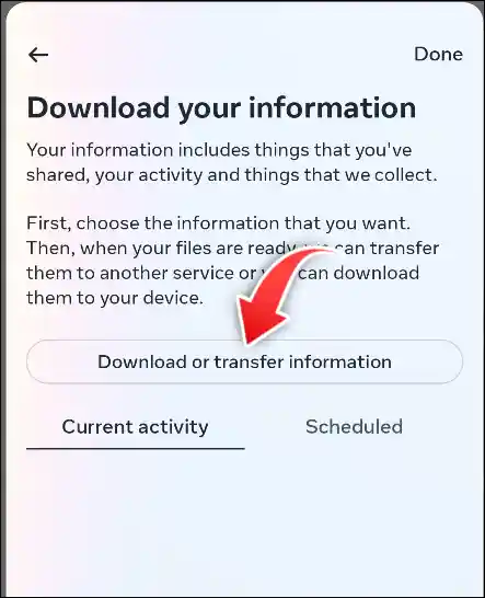 Instagram Download or Transfer Information