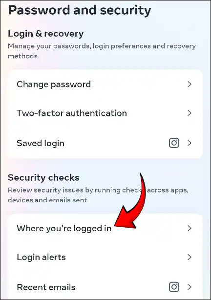 Instagram Where you're logged in