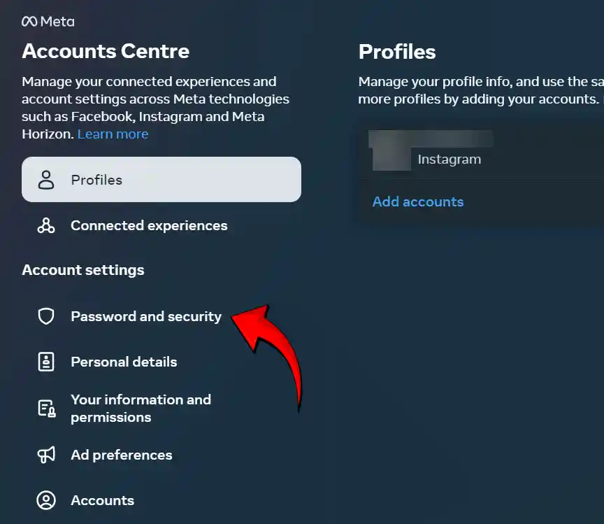 Instagram web Password & Security