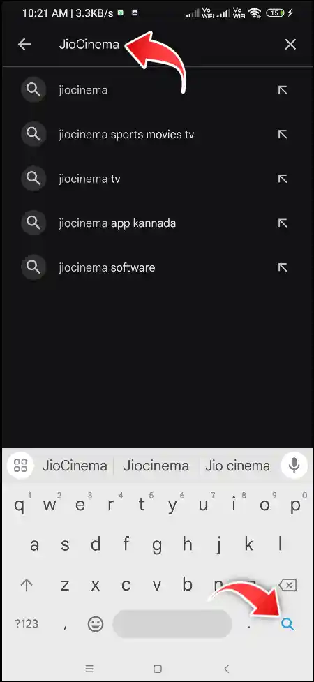 Playstore JioCinema search android