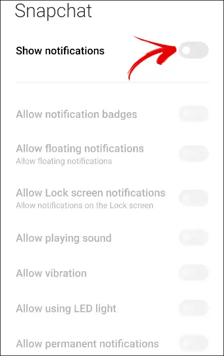 Toggle Off Show Notifications Option