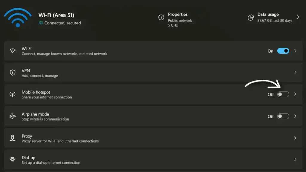 Turn Off Mobile Hotspot on PC
