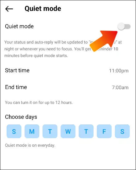 Turning off Quiet Mode