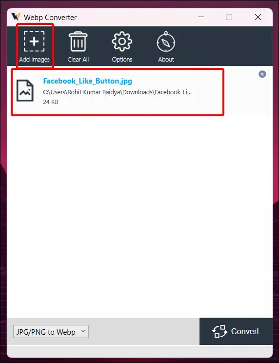 WebP Converter Software Add Images