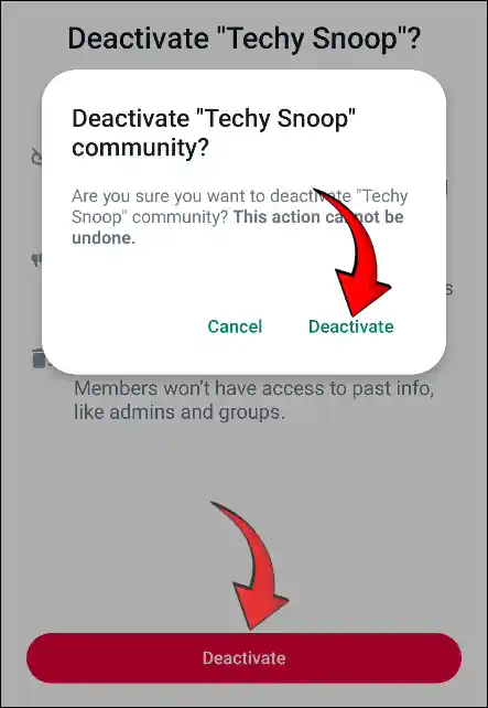 WhatsApp Community Deactivate Confirm