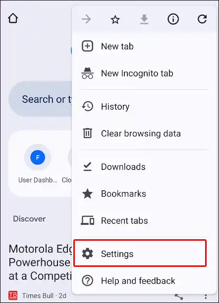 android chrome settings button