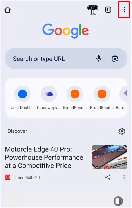 android chrome three dots