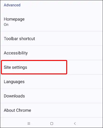 chrome site settings