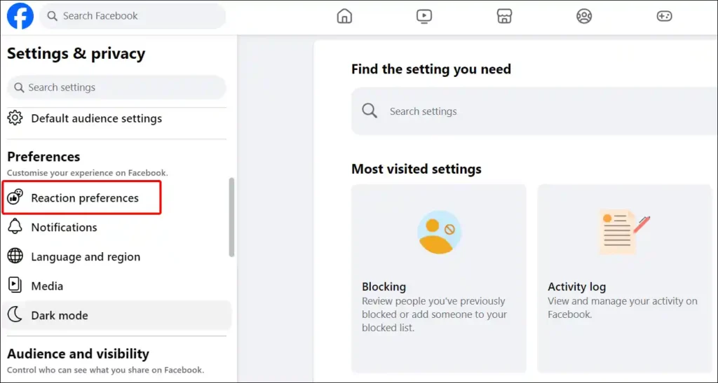 desktop facebook reaction preferences