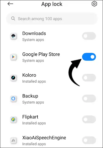 google play store app lock toggle