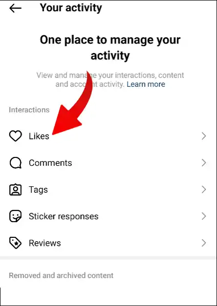 instagram your activity likes