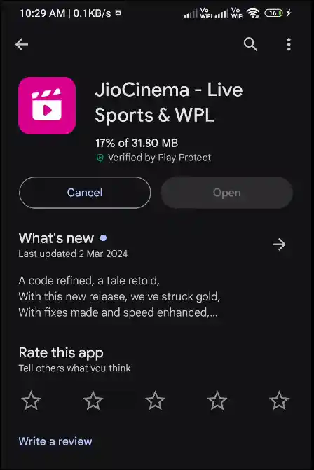 jiocinema app downloading