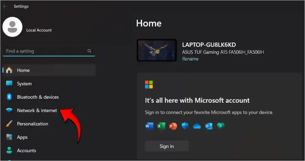 Network & Internet Settings Windows 11