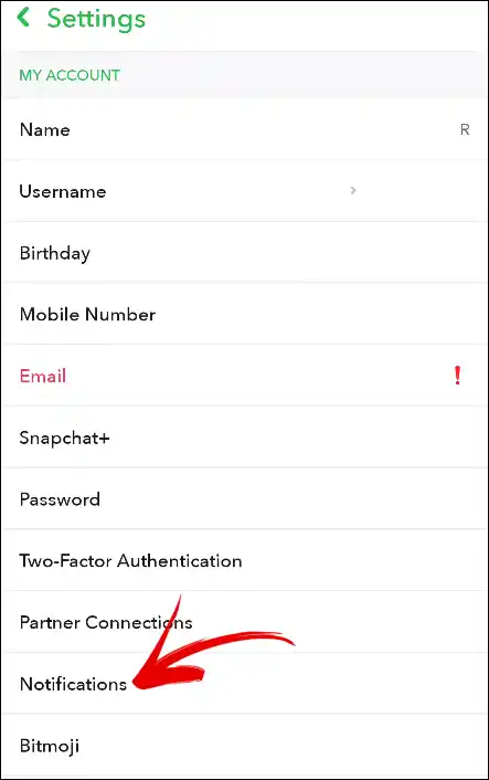 snapchat my account notifications