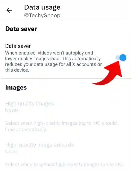 twitter data saver toggle off