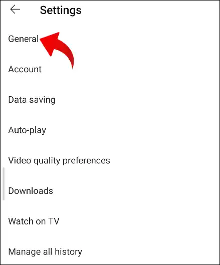 youtube app general settings