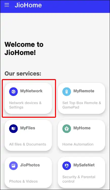 Jiohome app mynetwork