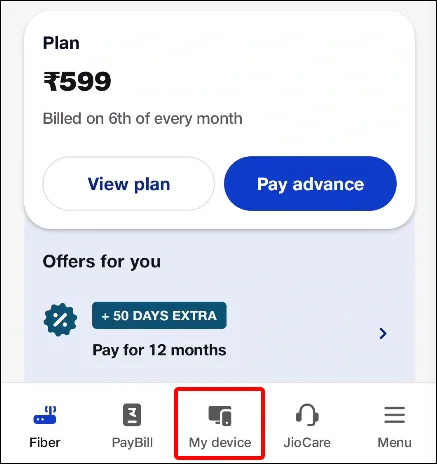 MyJio app fiber my devices