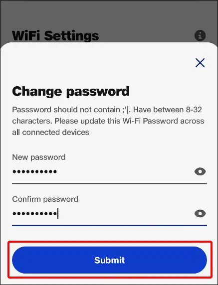 MyJio app my devices edit password submit