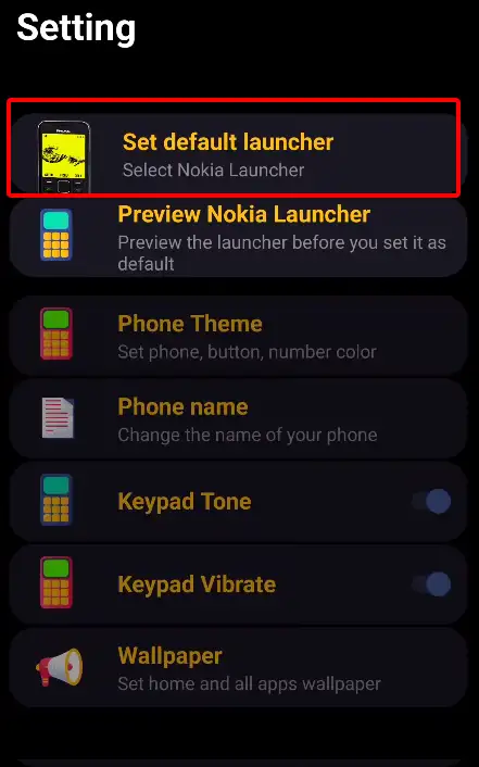 Nokia 1280 launcher set default launcher