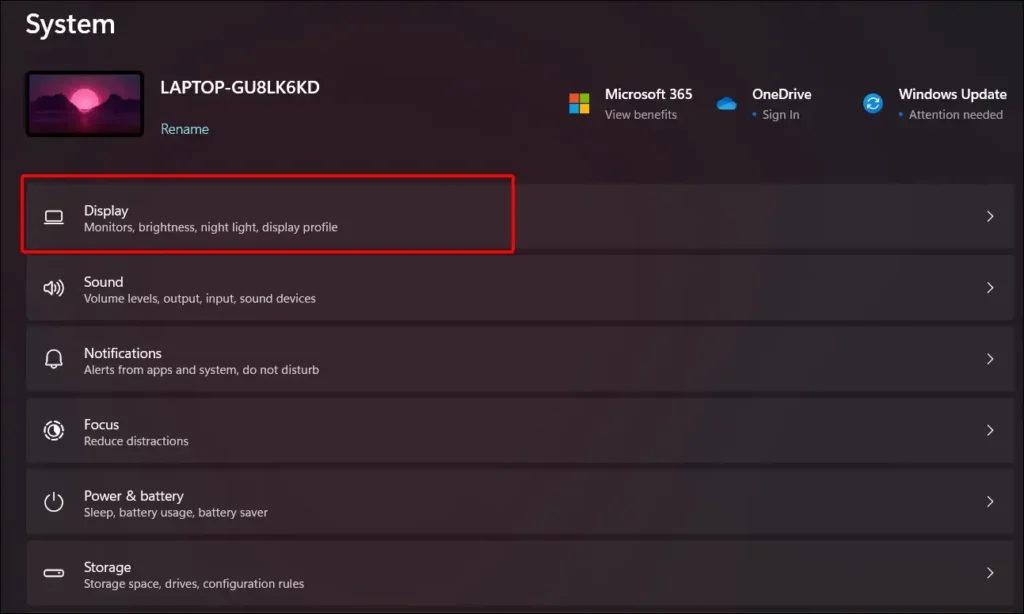 Windows 11 display settings