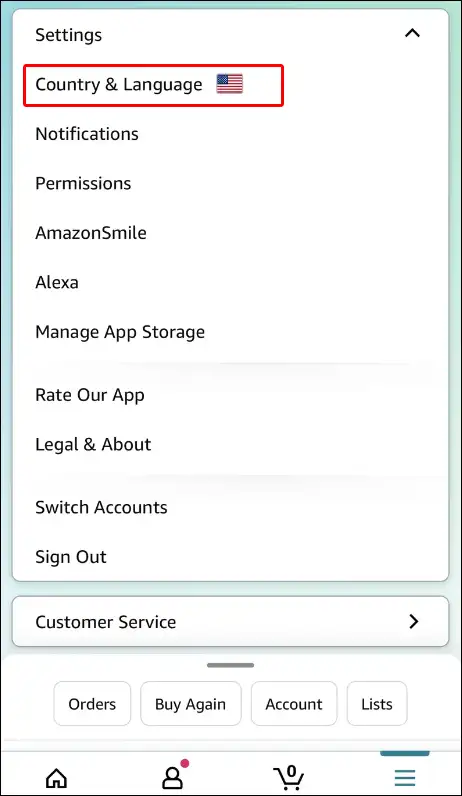 amazon app language settings