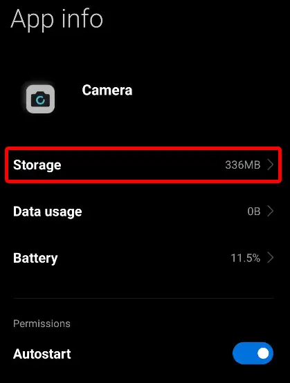 camera app storage