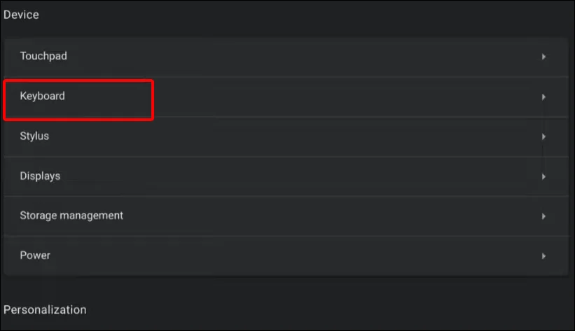 chromebook keyboard settings