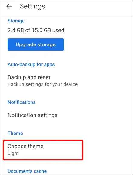 google drive app choose theme