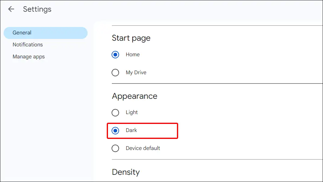 google drive dark mode settings desktop
