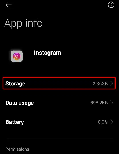 instagram app storage