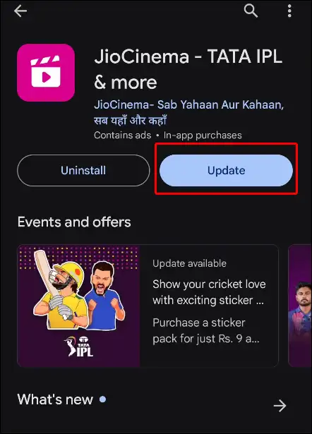 jiocinema app update