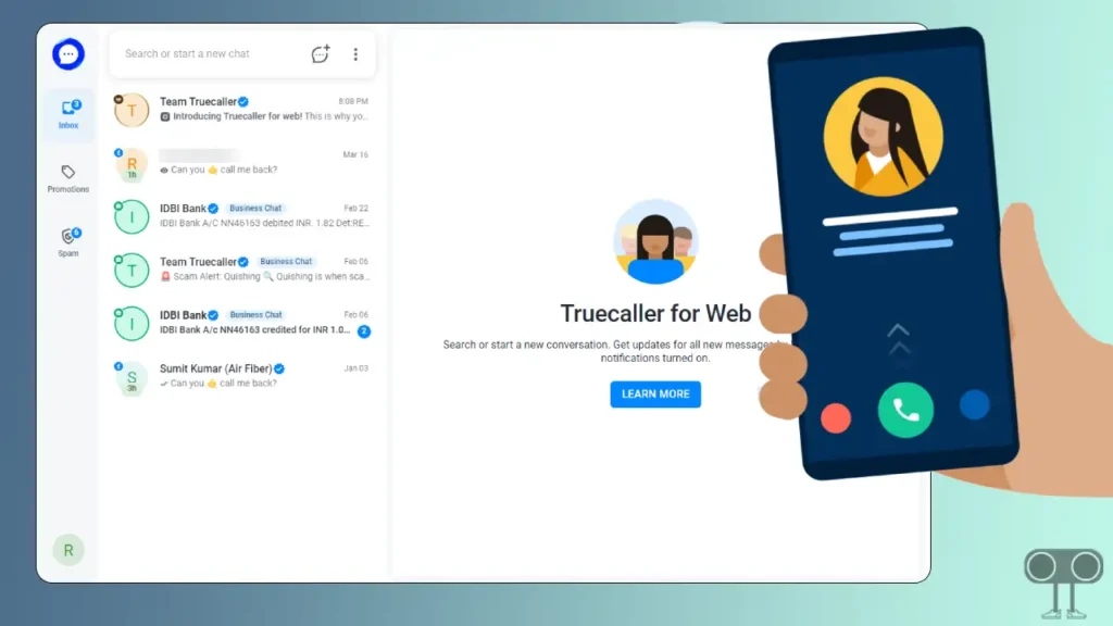login to truecaller web with an android phone