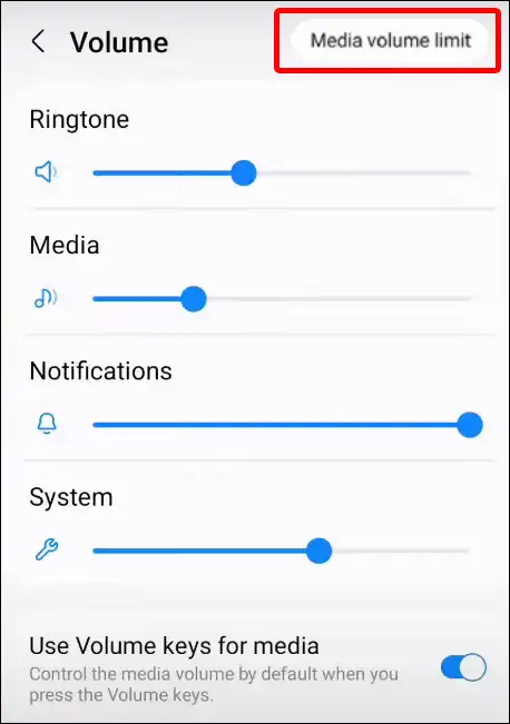 samsung media volume limit