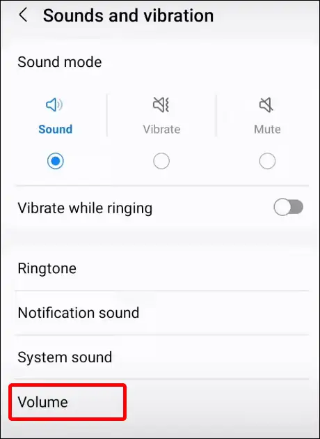 samsung volume settings