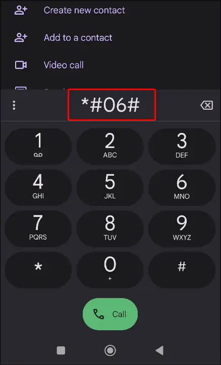 *#06# dialpad