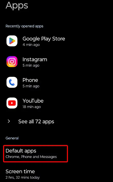 android default apps settings