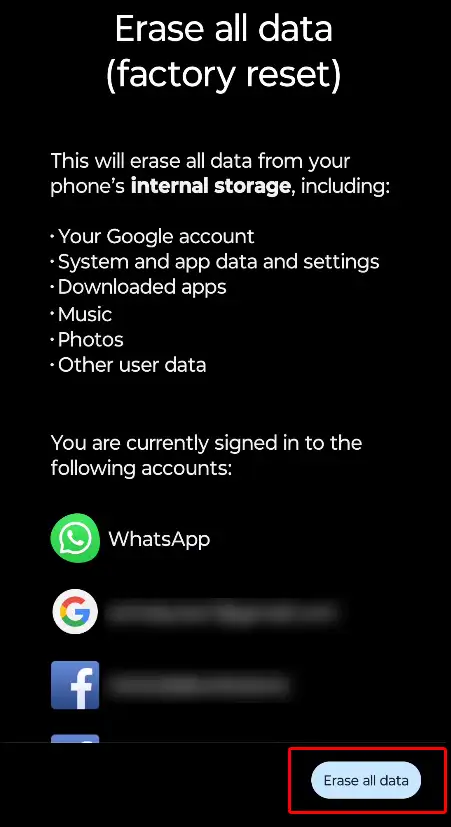 android erase all data settings