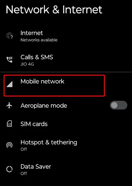 android mobile network