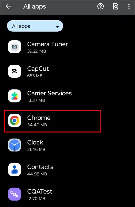android settings apps chrome