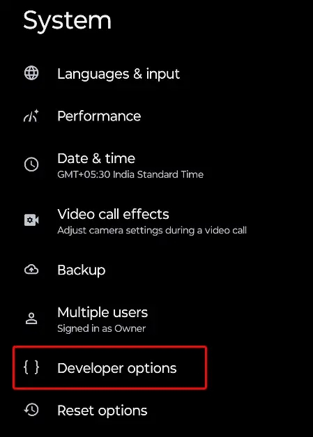 android settings developer options