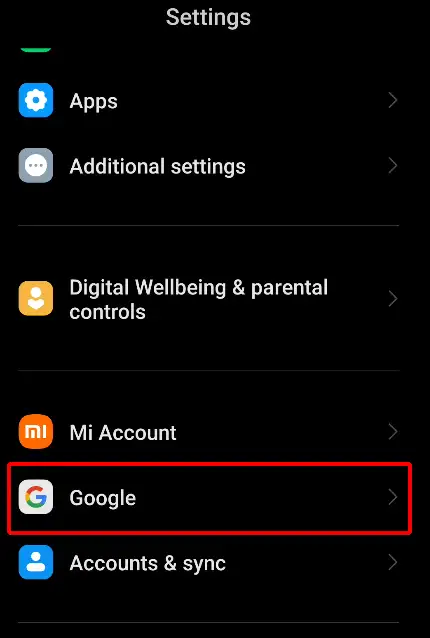 android settings google