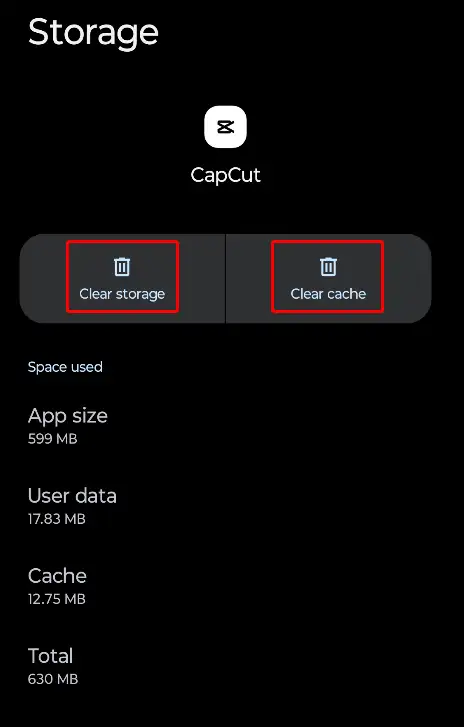 capcut clear cache and data