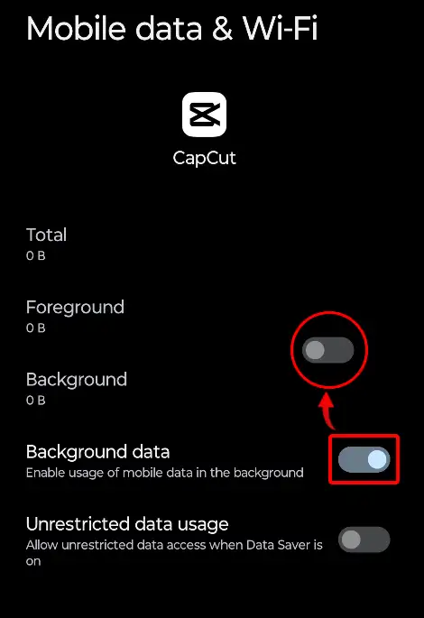 capcut disable background data usage