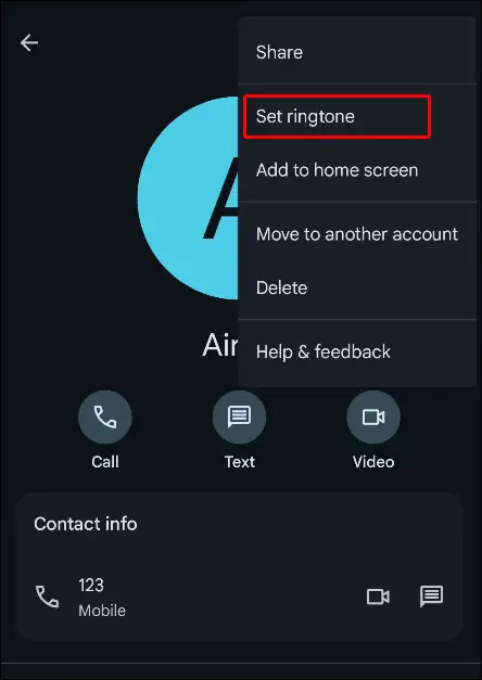 contacts set ringtone