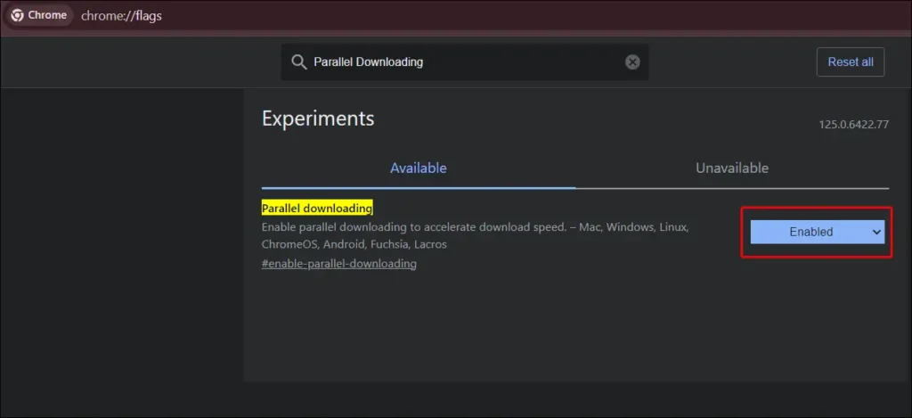 desktop chrome flags parallel downloading enabled