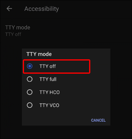 disable tty mode in android